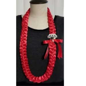 Graduation Ribbon Lei Red